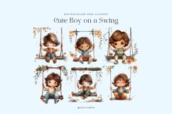 Watercolor Cute Boy on a Swing Clipart Product Image 2