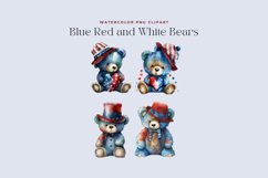 4 Watercolor Blue Red and White Bears Clipart Product Image 2