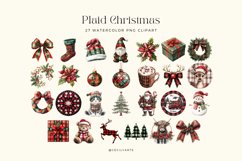 Watercolor Plaid Christmas Clipart Bundle Product Image 2