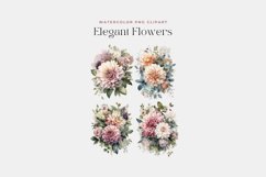 4 Watercolor Elegant Flowers Clipart Product Image 2