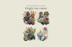 4 Watercolor Bright Succulent Clipart Product Image 2