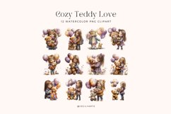 Watercolor Cozy Teddy Love Clipart Bundle Product Image 2