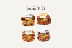 4 Watercolor Autumn Field Clipart Product Image 2
