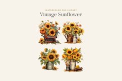 4 Watercolor Vintage Sunflower Clipart Product Image 2