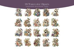 20 Watercolor Vintage Bird House Clipart Product Image 2