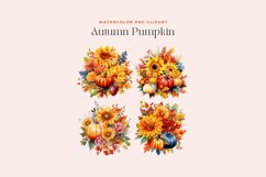 4 Watercolor Autumn Pumpkin Clipart Product Image 2