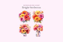 4 Watercolor Bright Gerberas Clipart Product Image 2
