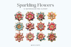 12 Watercolor Sparkling Flowers Clipart Product Image 2