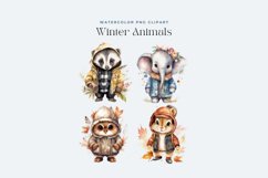4 Watercolor Winter Animals Clipart Product Image 2