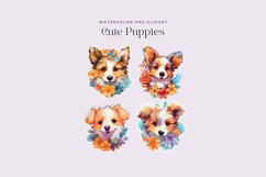 4 Watercolor Cute Puppies Clipart Product Image 2