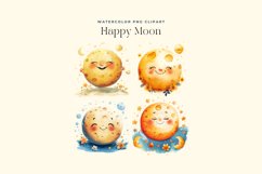 Watercolor Happy Moon Clipart Product Image 2