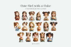 Watercolor Cute Girl with a Cake Clipart Bundle Product Image 2