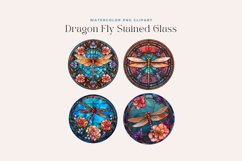 Watercolor Dragon Fly Stained Glass Clipart Product Image 2