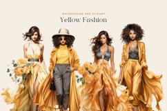 4 Watercolor Yellow Fashion Clipart Product Image 2