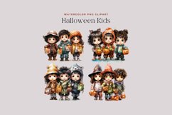 4 Watercolor Halloween Kids Clipart Product Image 2