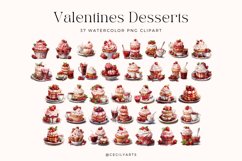 Watercolor Vintage Valentine Desserts Clipart Bundle Product Image 2