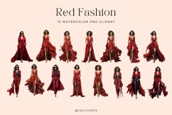 15 Watercolor Red Fashion Clipart Product Image 2