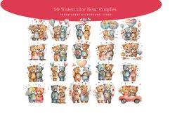 Couple Bears Watercolor Clipart Product Image 2