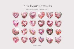 46 Watercolor Pink Heart Crystals Clipart Product Image 2