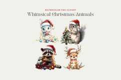 Watercolor Whimsical Christmas Animals Clipart Product Image 2