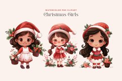 Watercolor Christmas Girls Clipart Product Image 2