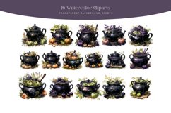 16 Watercolor Witch&#039;s Cauldron Clipart Product Image 2