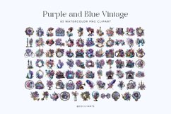 Watercolor Purple and Blue Vintage Clipart Bundle Product Image 2