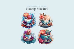 4 Watercolor Teacup Seashell Clipart Product Image 2