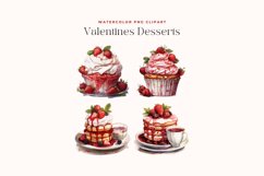 Watercolor Vintage Valentine Desserts Clipart Product Image 2