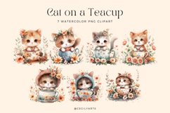 Watercolor Cat on a Teacup Clipart Product Image 2