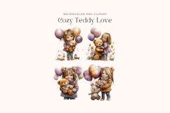 Watercolor Cozy Teddy Love Clipart Product Image 2