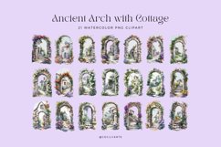 Watercolor Ancient Arch with Cottage Clipart Bundle Product Image 2