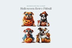 Watercolor Halloween Retro Pitbull Clipart Product Image 2