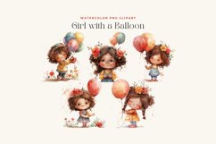 Watercolor Girl with a Balloon Clipart Bundle Product Image 2