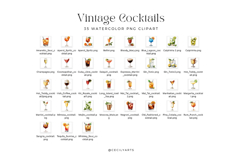 Watercolor Vintage Cocktails Clipart Bundle Product Image 2
