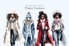4 Watercolor Winter Fashion Clipart Product Image 2