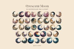 Watercolor Crescent Moon Clipart Bundle Product Image 2