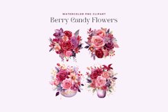 4 Watercolor Berry Candy Flowers Clipart Product Image 2