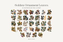 Watercolor Golden Ornament Leaves Clipart Bundle Product Image 2