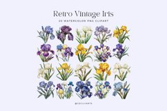 Watercolor Retro Vintage Iris Clipart Bundle Product Image 2