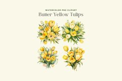 4 Watercolor Butter Yellow Tulips Clipart Product Image 2