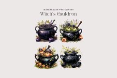 4 Watercolor Witch&#039;s Cauldron Clipart Product Image 2