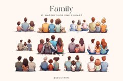 12 Watercolor Family Cliparts Product Image 2