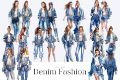 Watercolor Denim Fashion Clipart Bundle Product Image 2