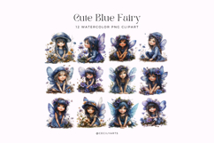 Watercolor Cute Blue Fairy Clipart Bundle Product Image 2