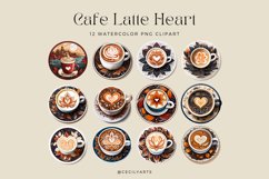 12 Watercolor Cafe Latte Heart Clipart Product Image 2