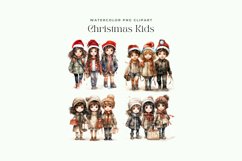 4 Watercolor Christmas Kids Clipart Product Image 2