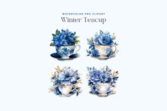 4 Watercolor Winter Teacup Clipart Product Image 2