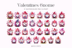 Watercolor Valentine Gnome Stickers Clipart Bundle Product Image 2