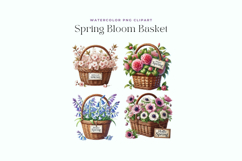 Watercolor Spring Bloom Basket Clipart Product Image 2